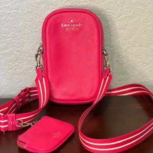 Kate Spade Rosie Leather North South Phone Crossbody & Coin Purse - Bikini Pink